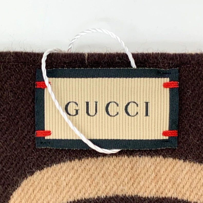 Gucci Gucci Brown logo jacquard full-print wool tassel scarf Size ONE SIZE - 8 Thumbnail