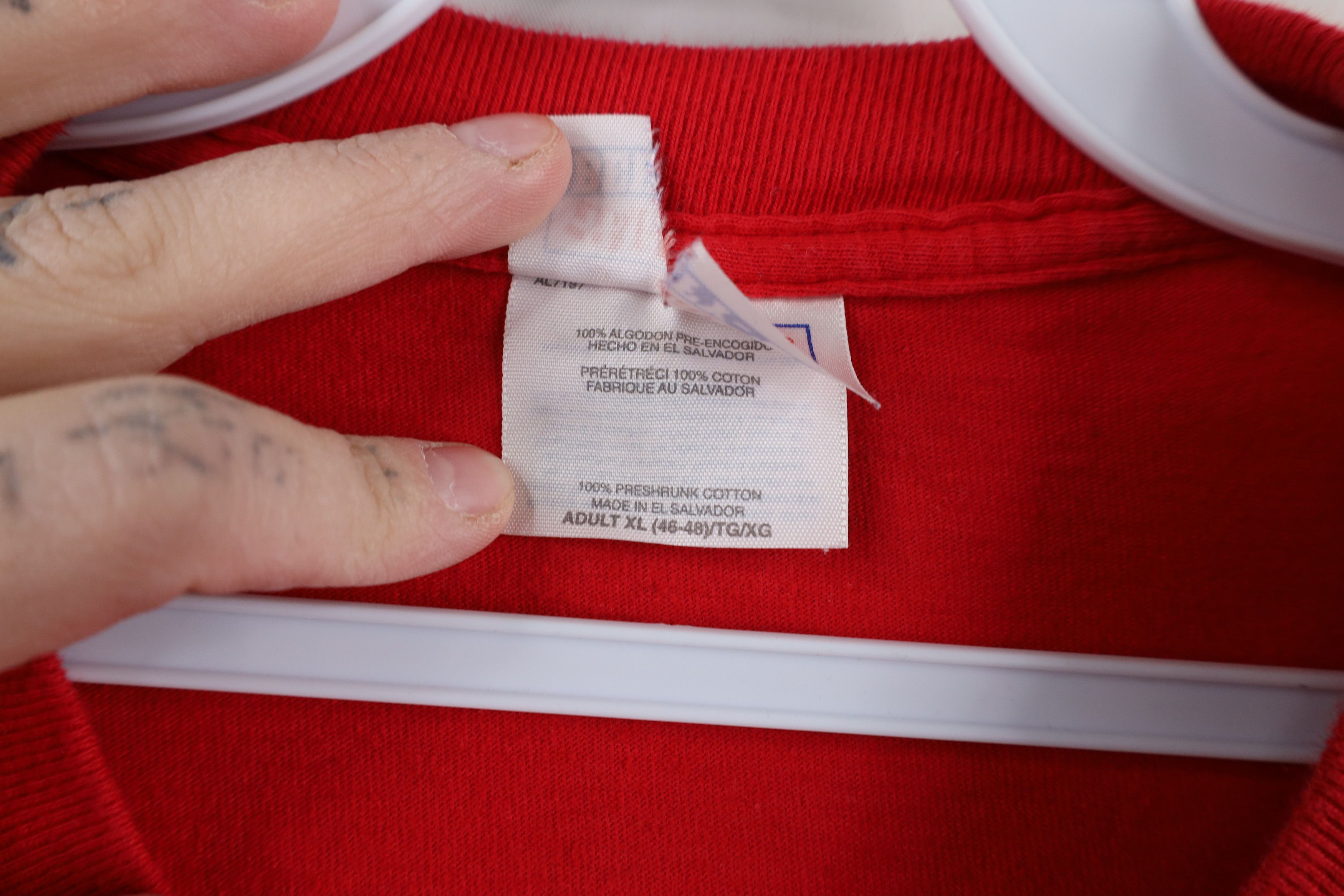 Hanes × Vintage Vintage 90s Hanes Beefy Blank Cotton Long Sleeve T-Shirt Red Size US XL / EU 56 / 4 - 6 Thumbnail