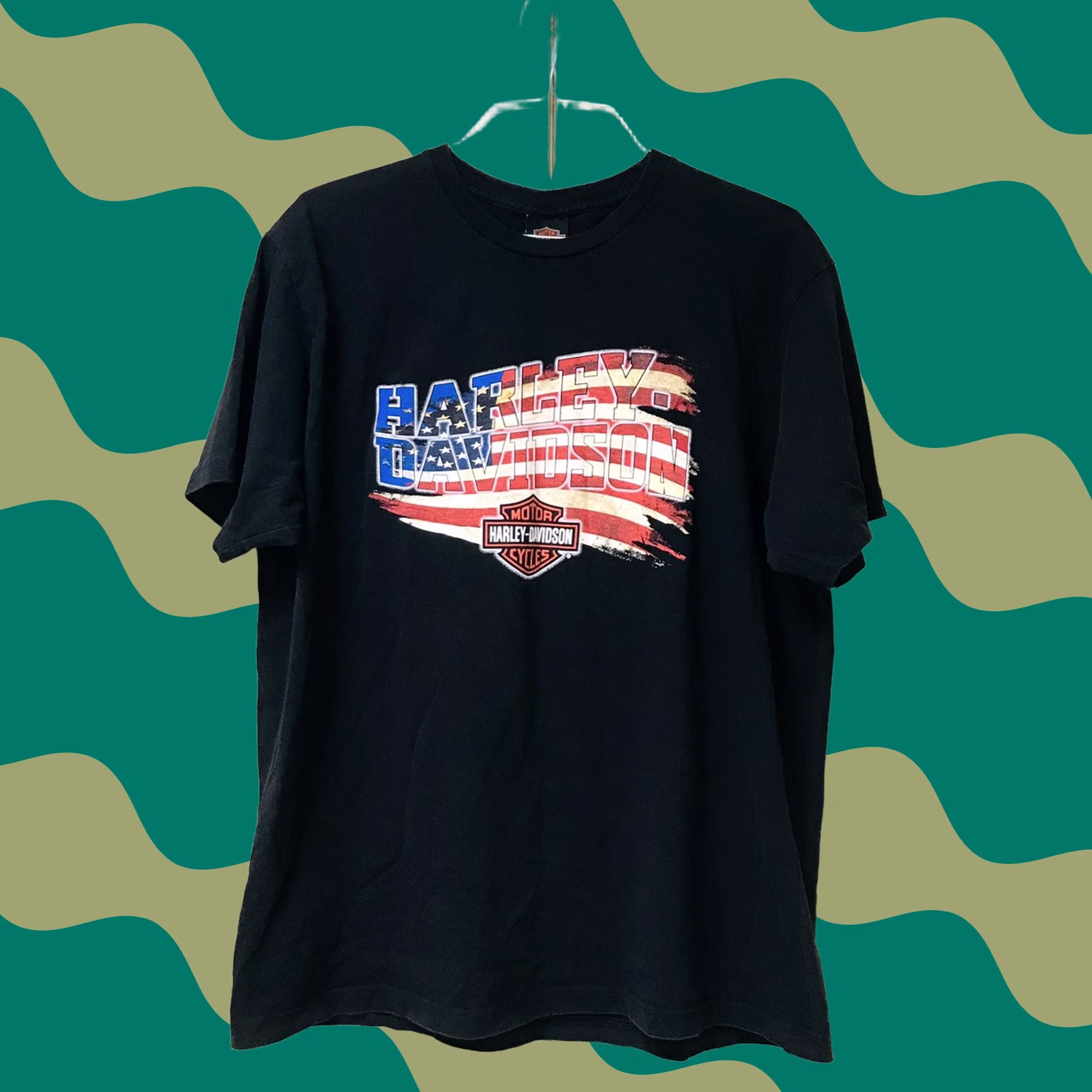 Harley Davidson Harley-Davidson Men T-Shirt XXL Black Crew Neck Short Sleeve USA American Flag Graphic Double-Sided 2XL USA Harley Davidson Motorcycle Logo Size US XXL / EU 58 / 5 - 1 Thumbnail