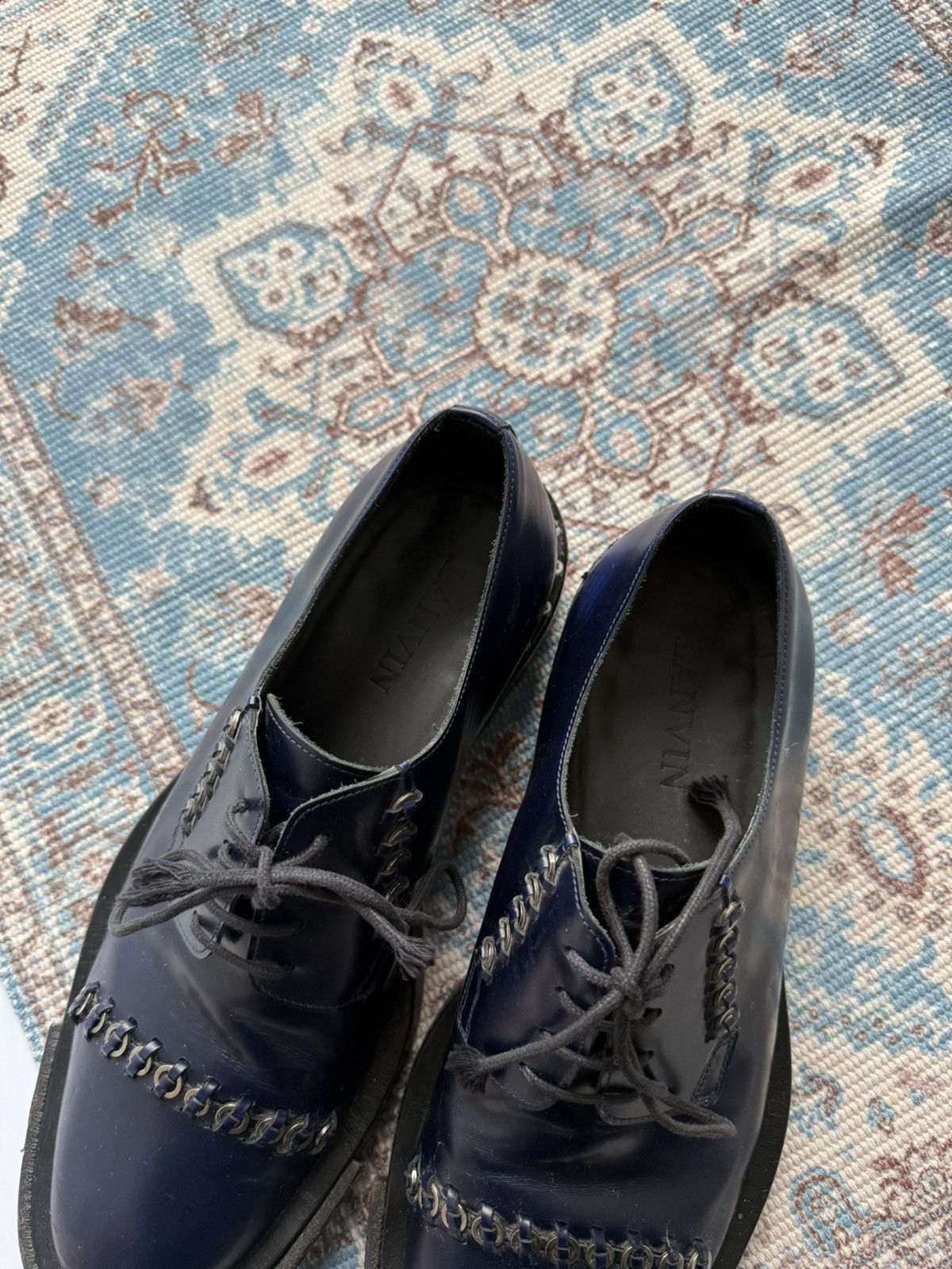 Lanvin Archive 2000s Lanvin Metal LaceUp Oxford Derby Leather Shoes Size US 9 / EU 42 - 15 Thumbnail