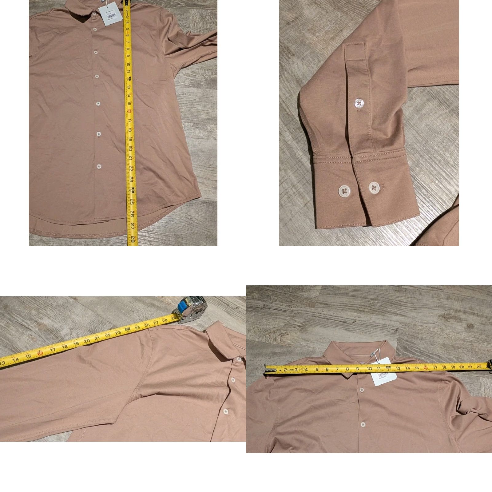 Vintage NWT Hickey Freeman New York Classic Fit Taupe Dress Shirt Small Preppy MSRP 9 Size 36R - 8 Thumbnail
