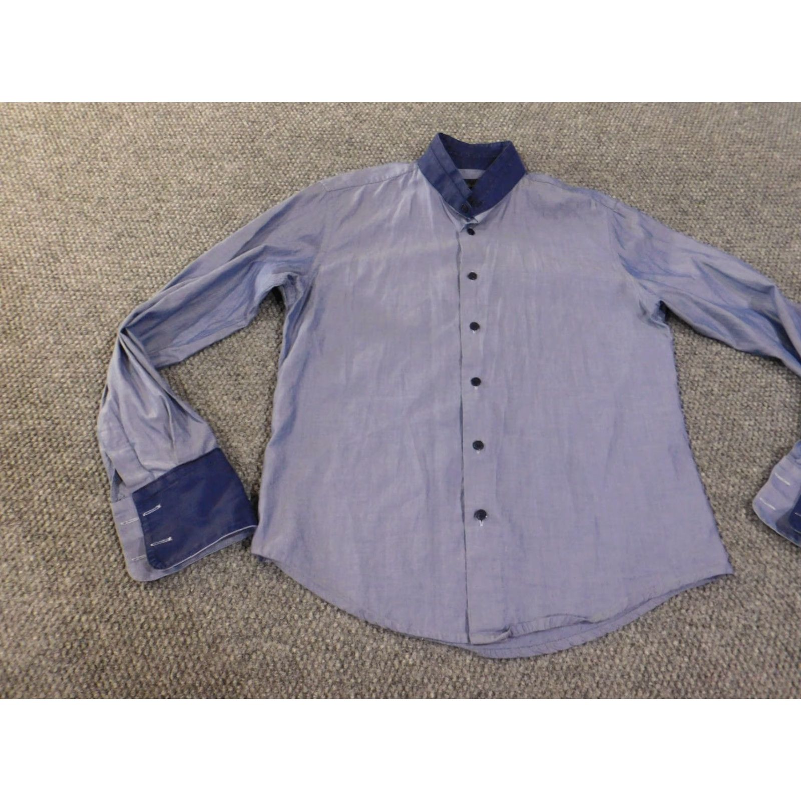 Zara Zara Shirt Button-Up Slim Fit Geometric Pattern Blue Mens M Casual Knitted Cotton Button-Down Collar Pockets Logo Size US M / EU 48-50 / 2 - 3 Thumbnail