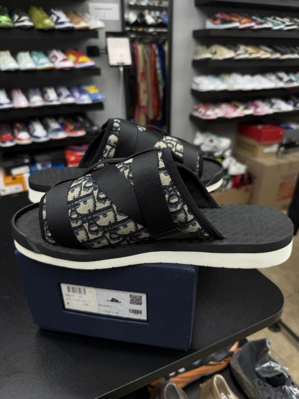 Christian Dior ALPHA Oblique Canvas Sandals Black 46EU/13US