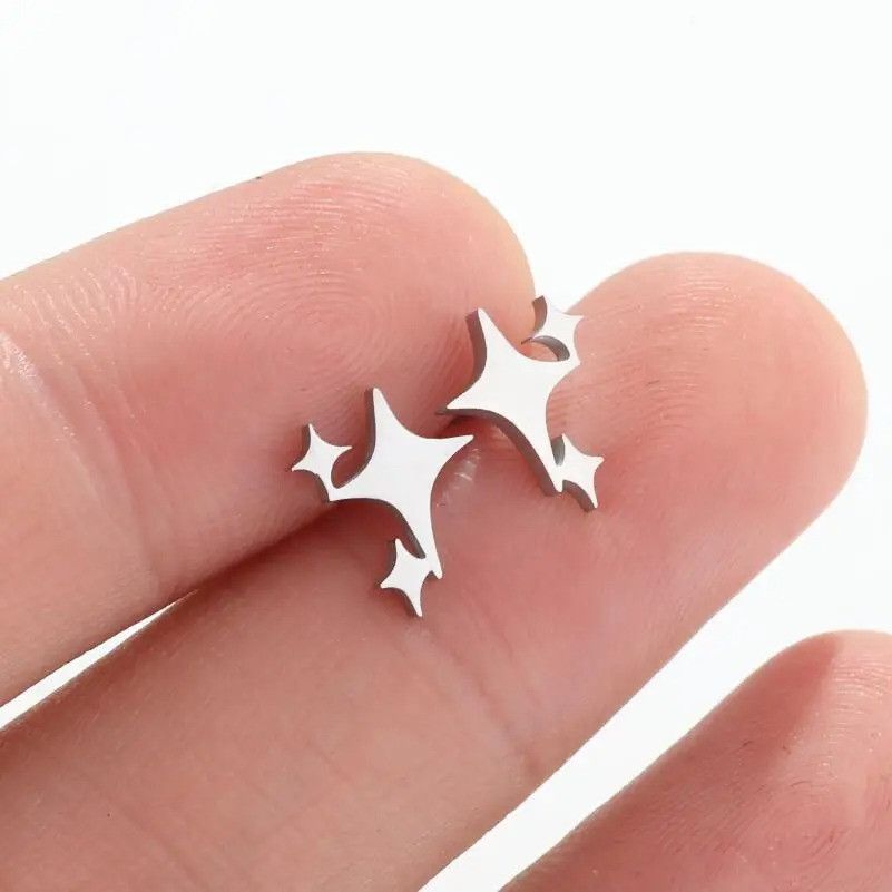 Jewelry Glittering Stud Earrings Charm Stainless Earring Gift Size ONE SIZE - 1 Thumbnail