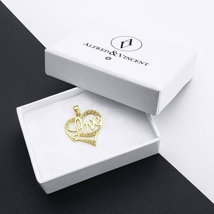 Other Cursive Love Script Heart Real 14k Yellow White Gold Pendant Size ONE SIZE - 1 Thumbnail