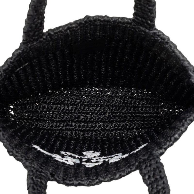 Prada Prada Viscose Crochet Triangle Logo Plate Tote Bag Black Size ONE SIZE - 3 Thumbnail