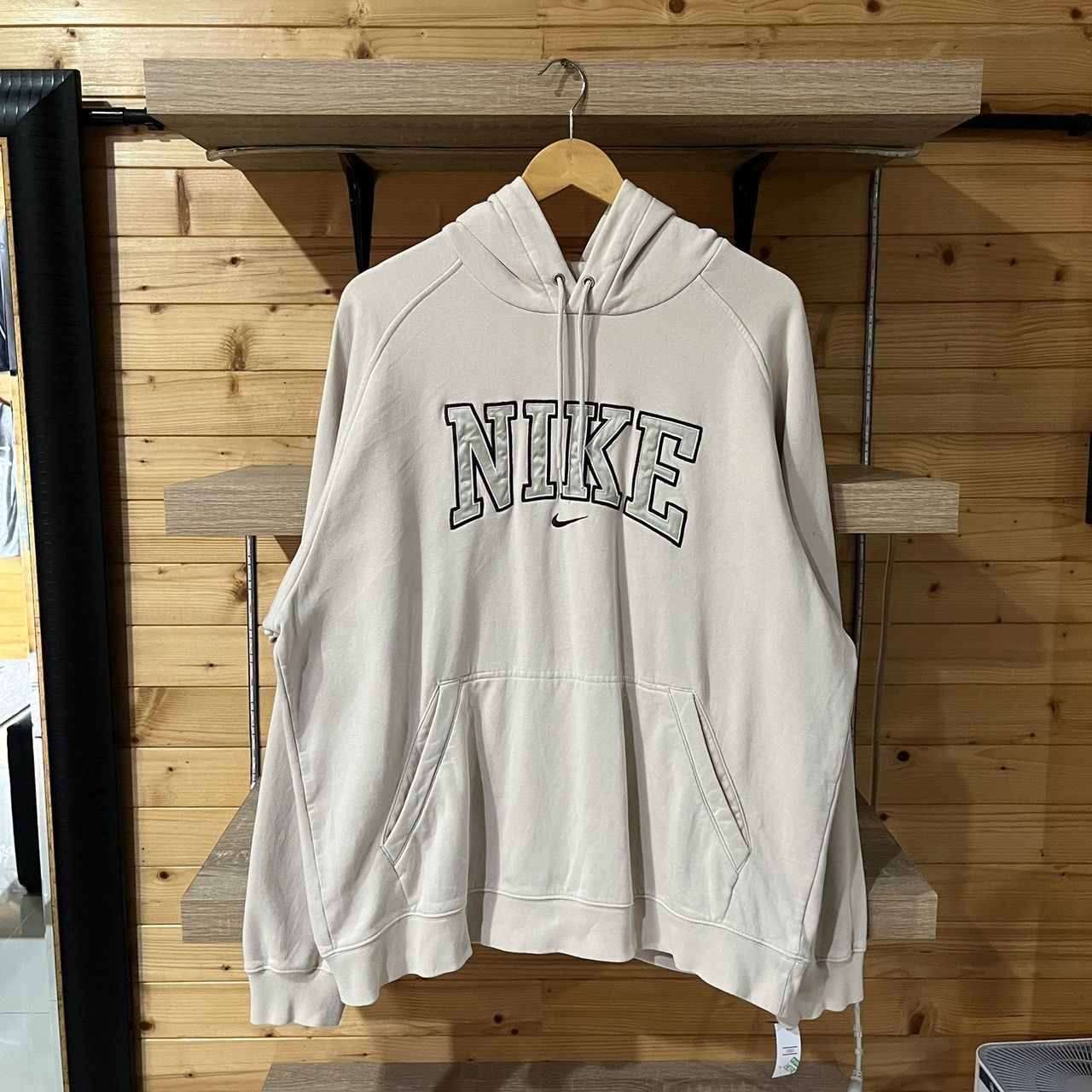 image of Nike Spell Out Arc Logo Hoodie Beige, Men's (Size XL)