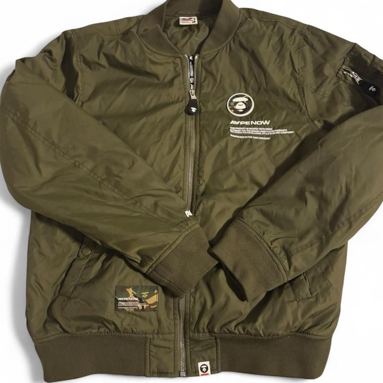 Aape AAPE By A Bathing Ape Olive Green Bomber Flight Jacket Size US L / EU 52-54 / 3 - 1 Thumbnail