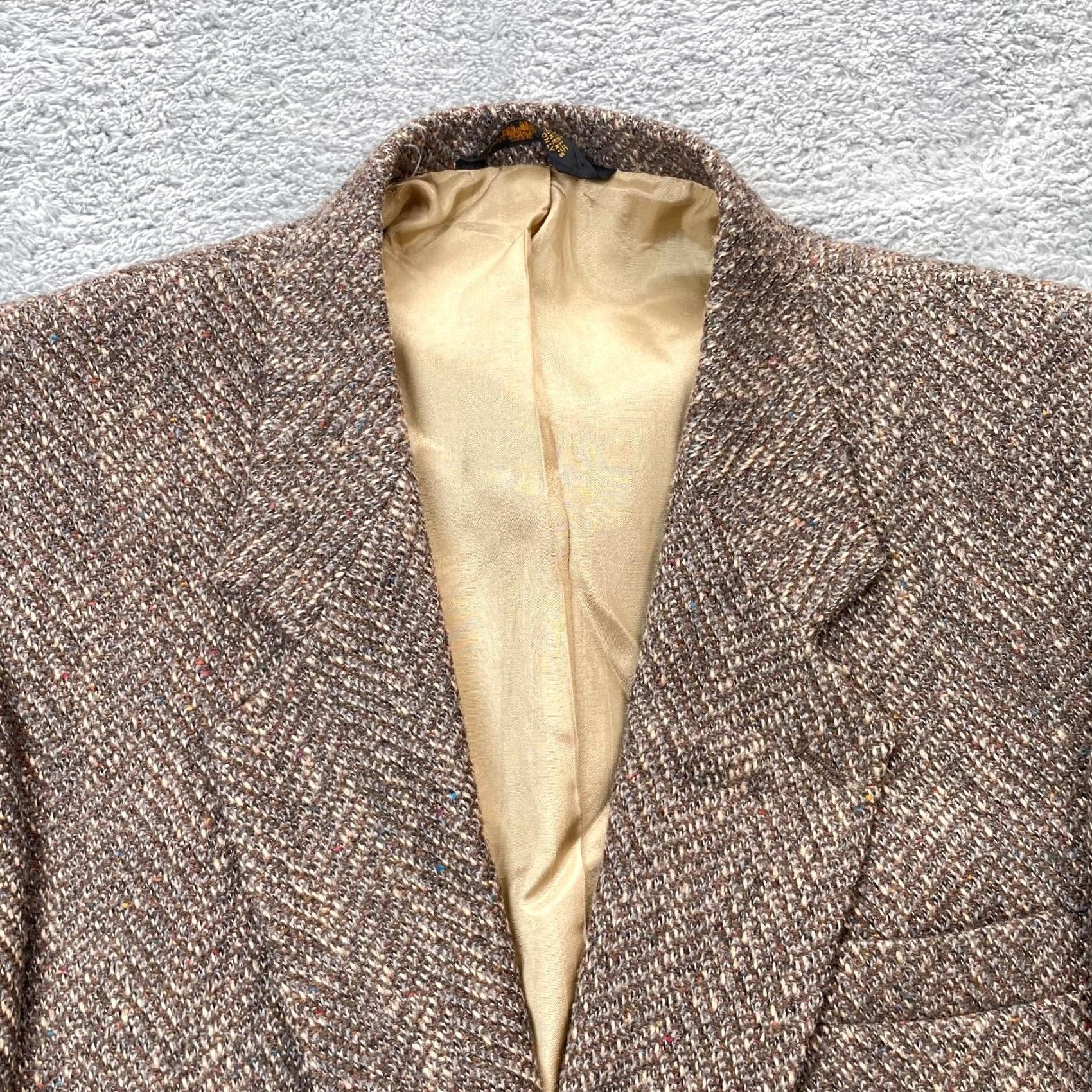 Vintage VINTAGE Huntcliff Tweed Jacket Mens 44R Brown Herringbone Wool Blazer Academia Professor Coat Size 44R - 3 Thumbnail