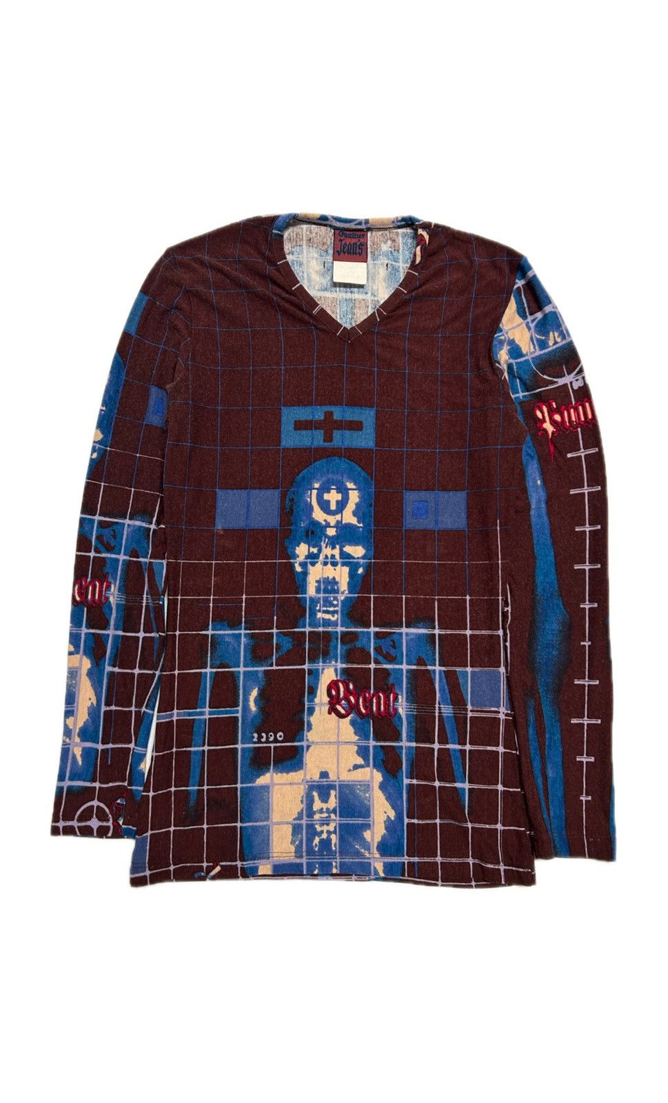 Pre-owned Jean Paul Gaultier 1996 X-ray Skeleton Longsleeve Red