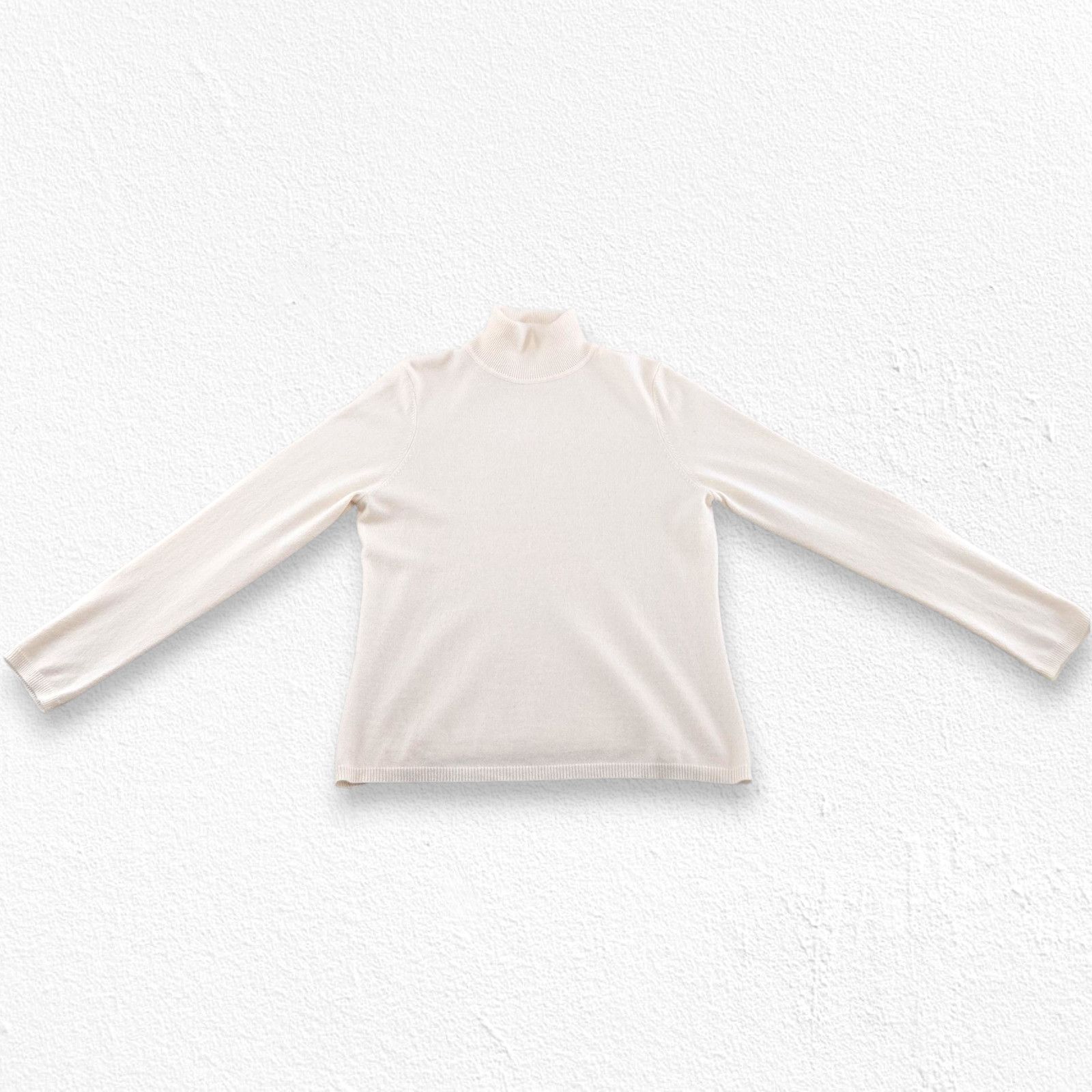 Vintage Y2K Ivory Cashmere Turtleneck Sweater Large Size L / US 10 / IT 46 - 4 Thumbnail