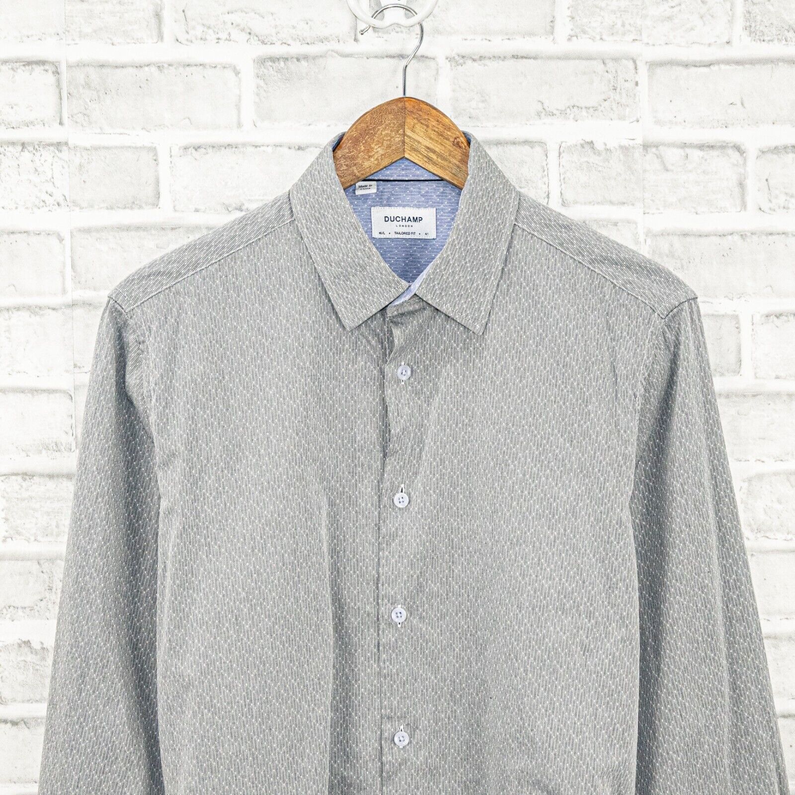 Duchamp DUCHAMP London Tailored Fit Button up Shirt Gray textured Size US L / EU 52-54 / 3 - 4 Thumbnail
