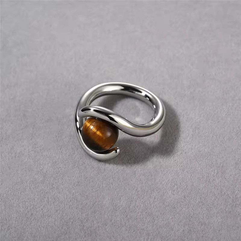 Jewelry Tiger Eye Colour Stone Ring (size 7) Size ONE SIZE - 2 Thumbnail