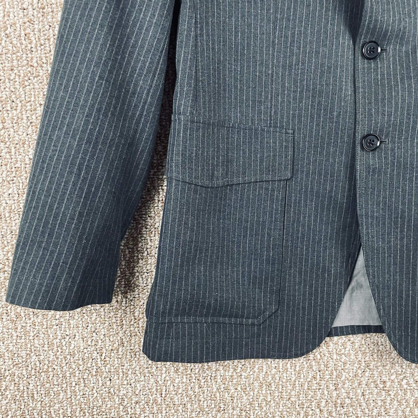Banana Republic Banana Republic Blazer Jacket Mens 38R Modern Fit Cotton Gray Striped Sport Coat 2 Button Notch Lapel Regular Single-Breasted Modern Mens Size 38R - 7 Thumbnail