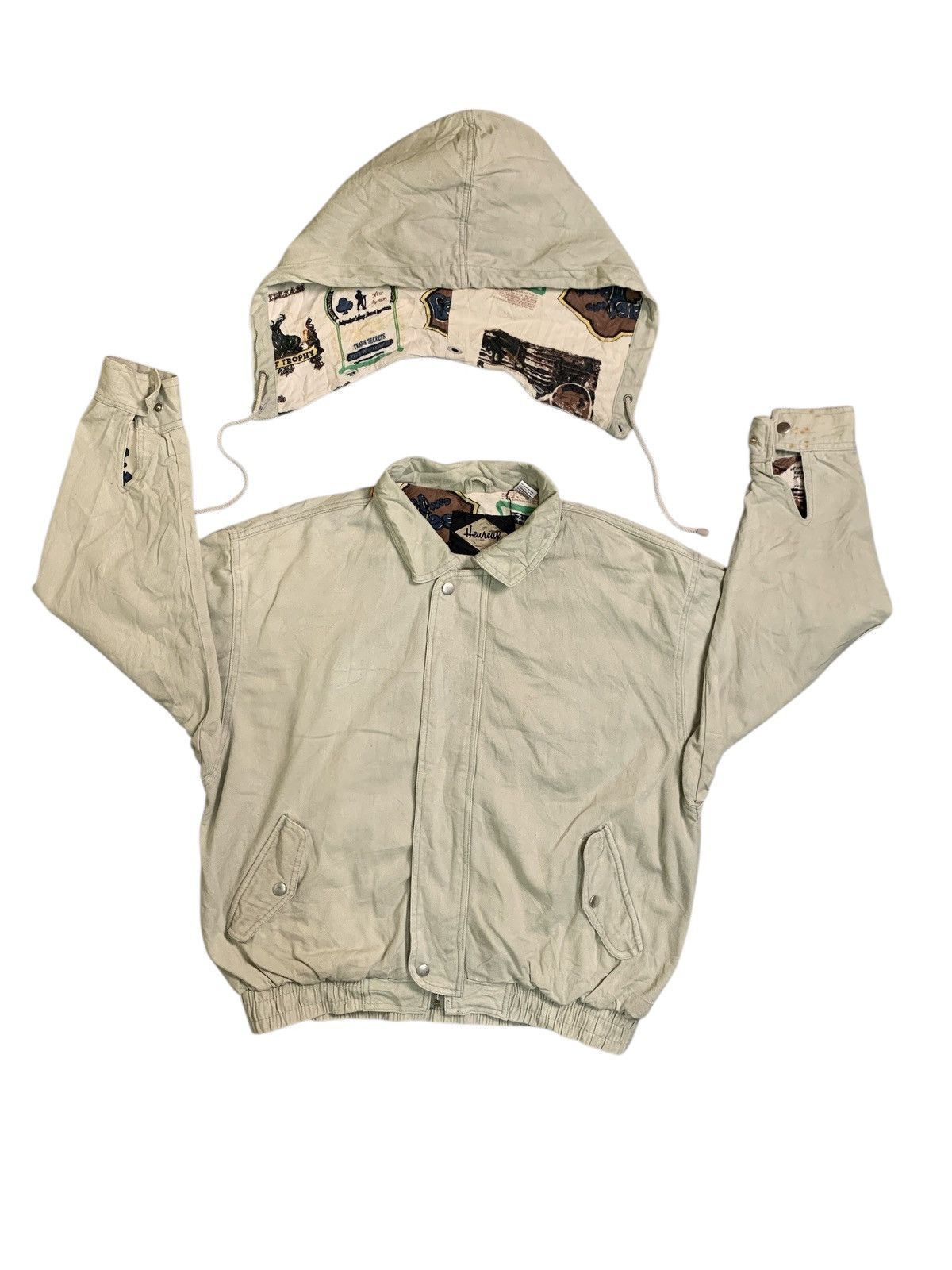 Japanese Brand Rare Design Vintage Heureuy Hooded Bomber Jacket Size US M / EU 48-50 / 2 - 9 Thumbnail