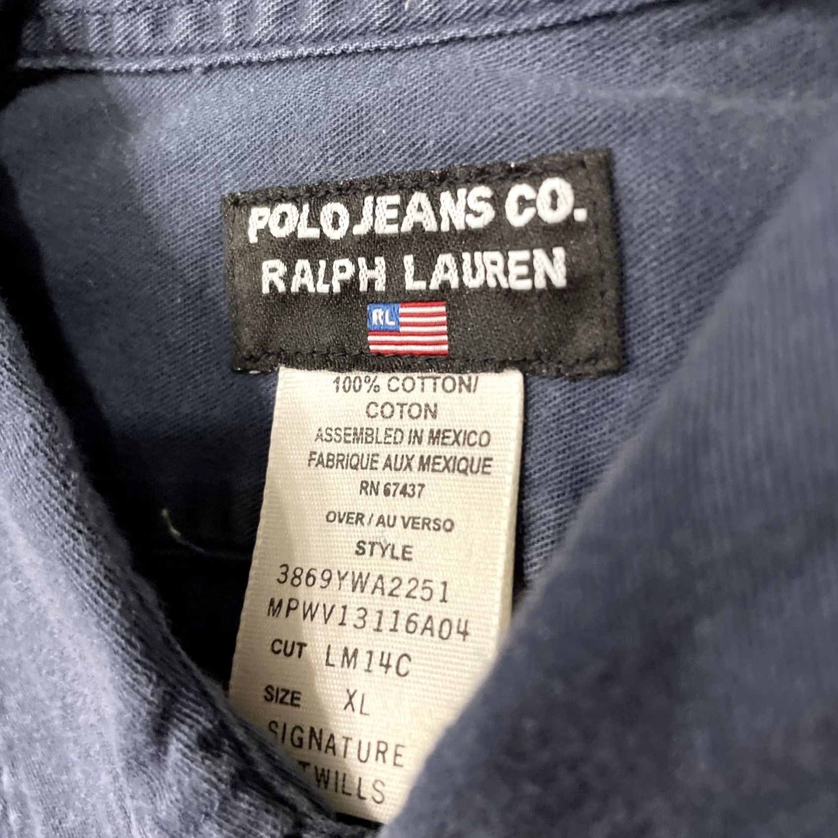 Polo Ralph Lauren VINTAGE Polo Jeans Co. Ralph Lauren Shirt Men XL Twill Blue Y2K Streetwear Signature 90s Classic Button-Up Size US XL / EU 56 / 4 - 7 Thumbnail