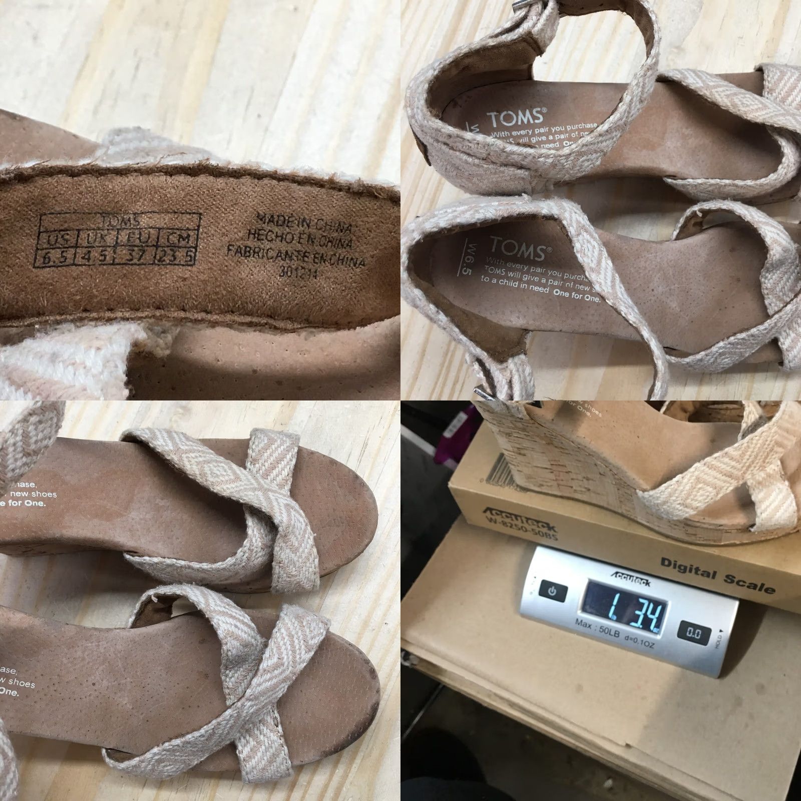 Toms Toms Sandals Women Sienna Ankle Strap Beige Woven Casual Wedge Heels 6.5 301214 Size US 7 / IT 37 - 10 Thumbnail