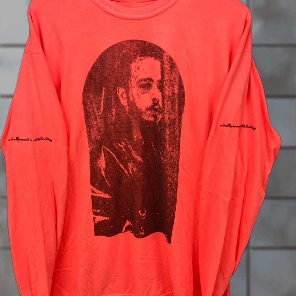 CO **Post Malone Hollywoods Bleeding 2019 Long Sleeve Orange Shirt XL** User: **Hollywoods Bleeding 2019 Post Malone Long Sleeve Orange Shirt XL** Size US XL / EU 56 / 4 - 1 Thumbnail