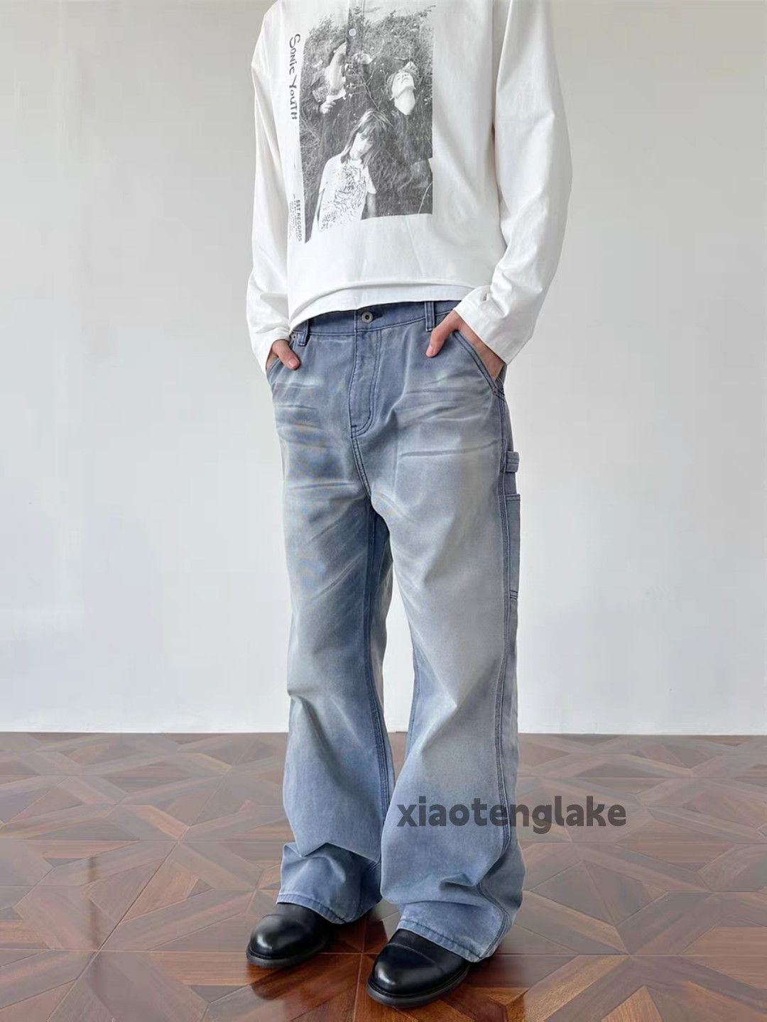 Jean Utility washed faded punk grunge loose hiphop jeans Size US 28 / EU 44 - 6 Thumbnail
