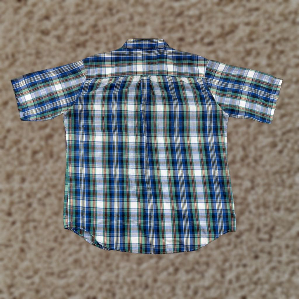 Vintage Saddlebrook Shirt Mens XL Plaid Button-Up Collared Short Sleeve Blue Green Cotton Work Western Rodeo Cowboy American 2000s 2010s Wrangler Twenty X Size US XL / EU 56 / 4 - 1 Thumbnail