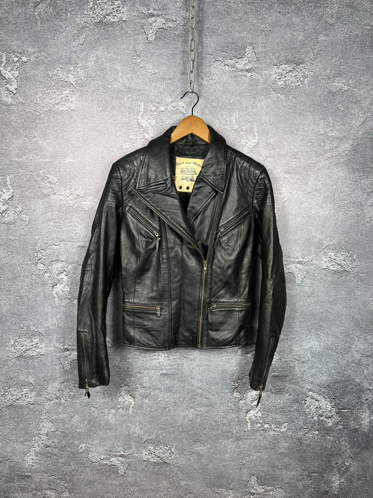Von Dutch Vintage Von Dutch Leather Biker Racing Jacket