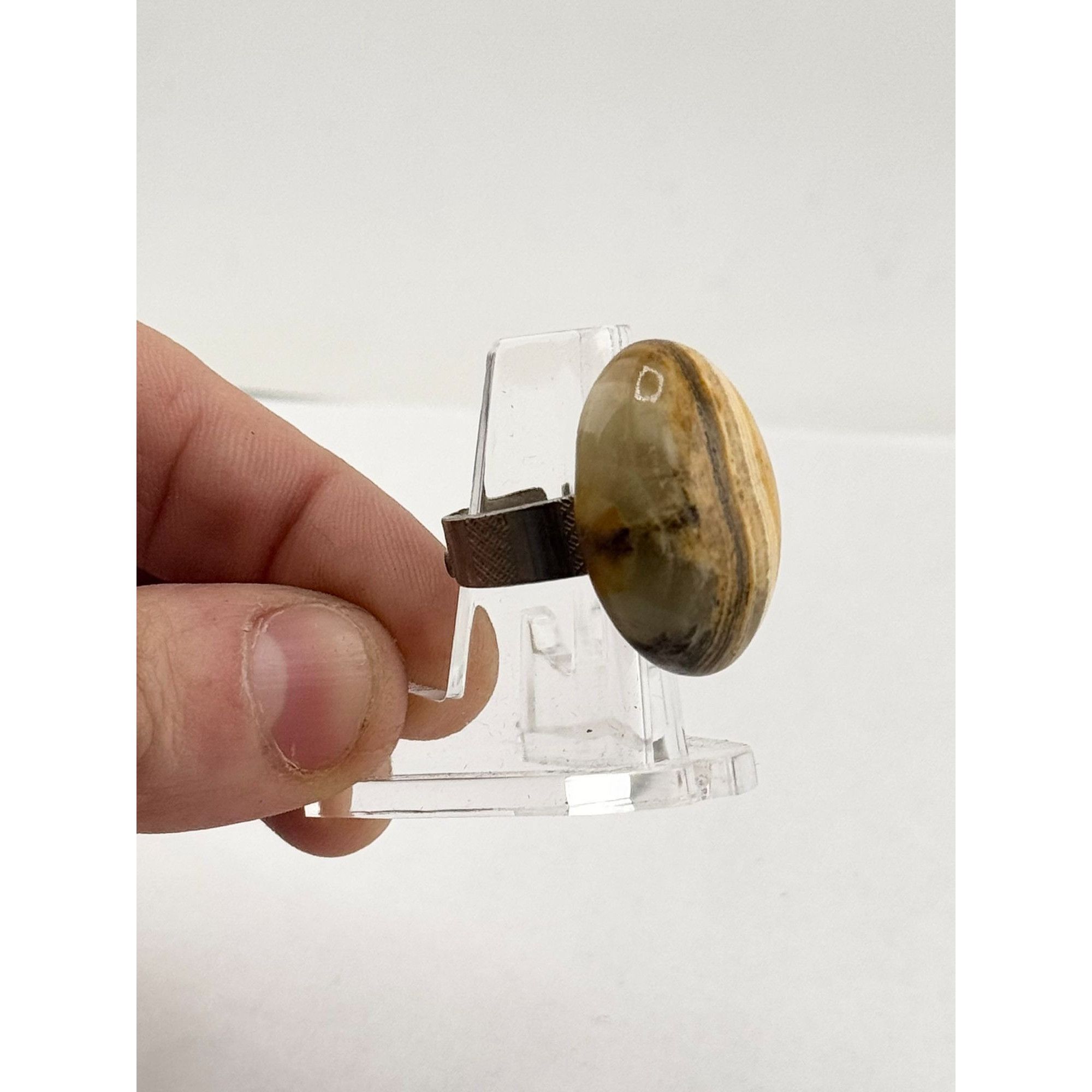 Vintage Vintage striated agate stone adjustable ring Size ONE SIZE - 4 Thumbnail