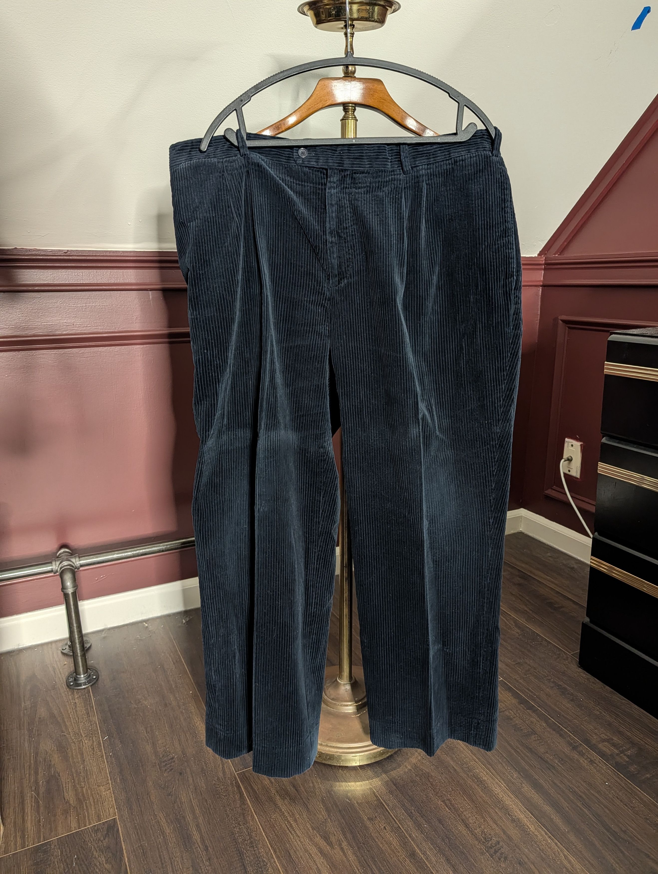 J. Peterman Black corduroy Duca Visconti Di Modrone Italian cotton pants Size US 40 / EU 56 - 1 Thumbnail