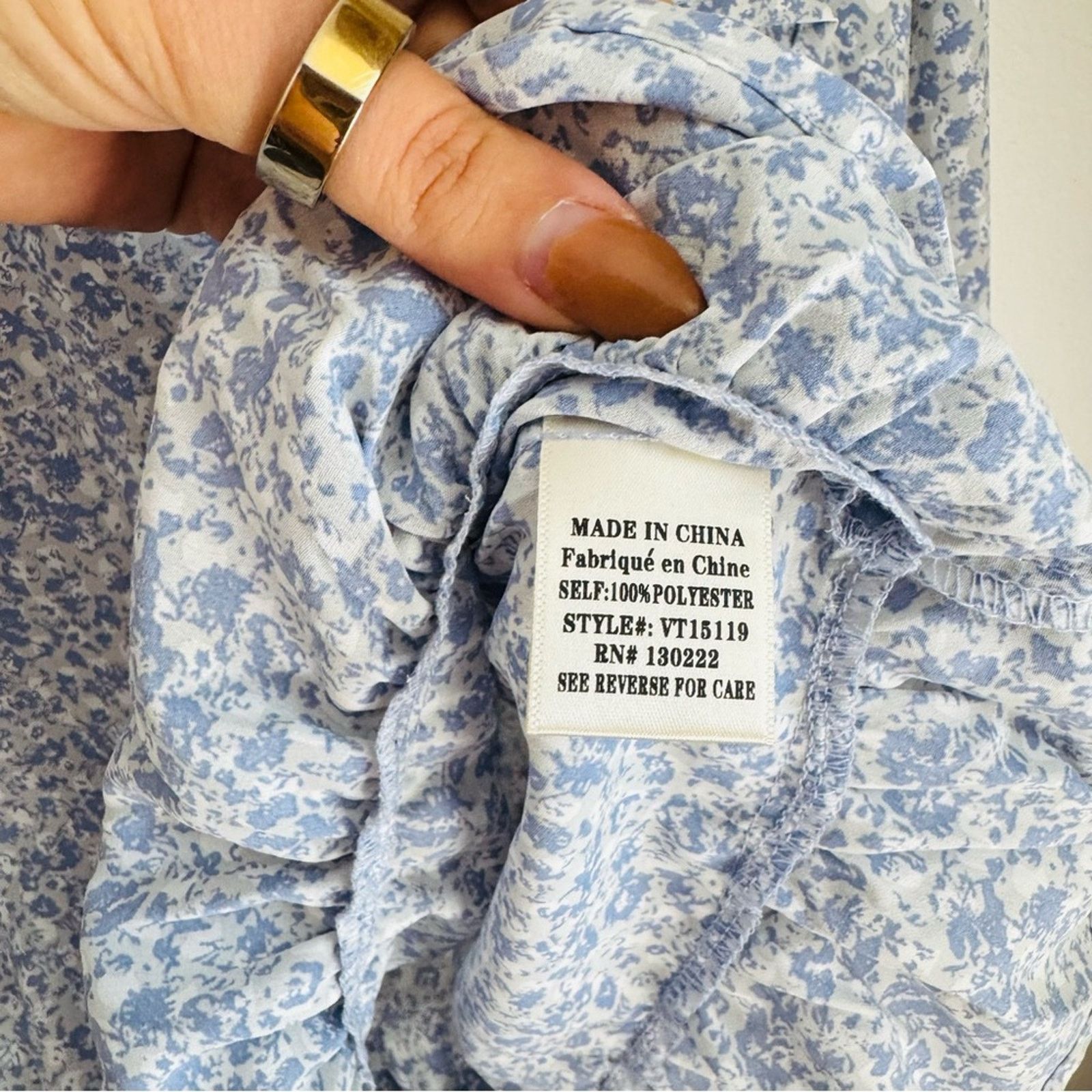 Nordstrom NEW Lavender Blue White Floral Ruffle $88 Blouse Shirt Top Size L / US 10 / IT 46 - 7 Thumbnail
