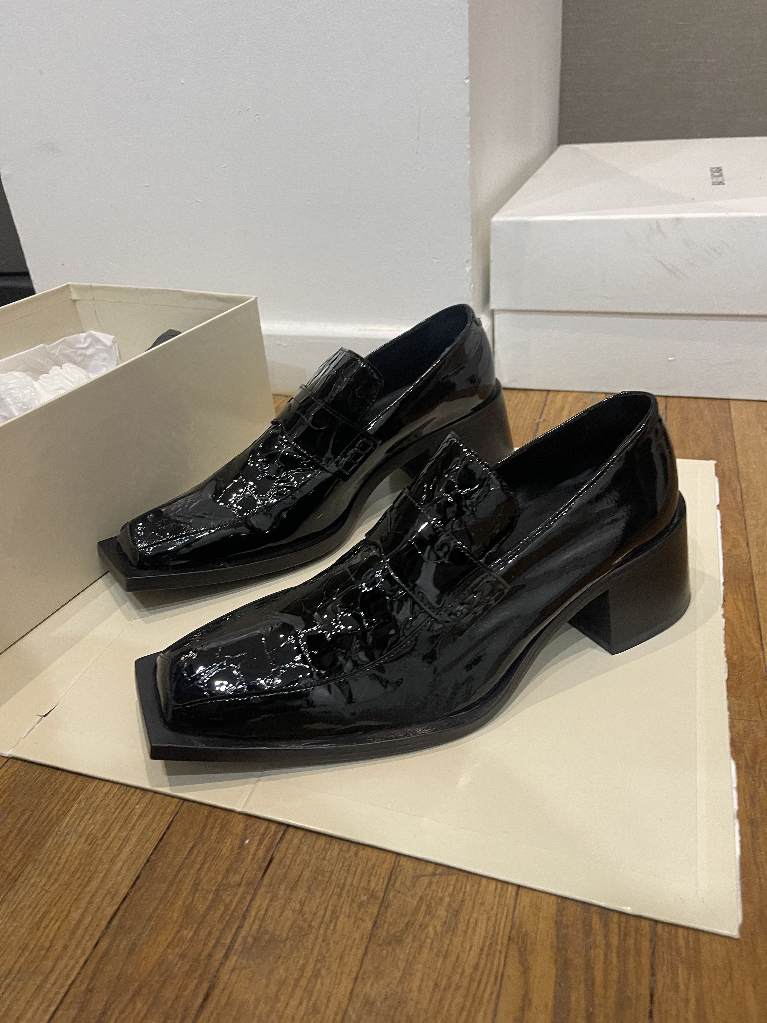 image of Martine Rose Bagley M Embossed Croc Shoes in Black, Men's (Size 9)