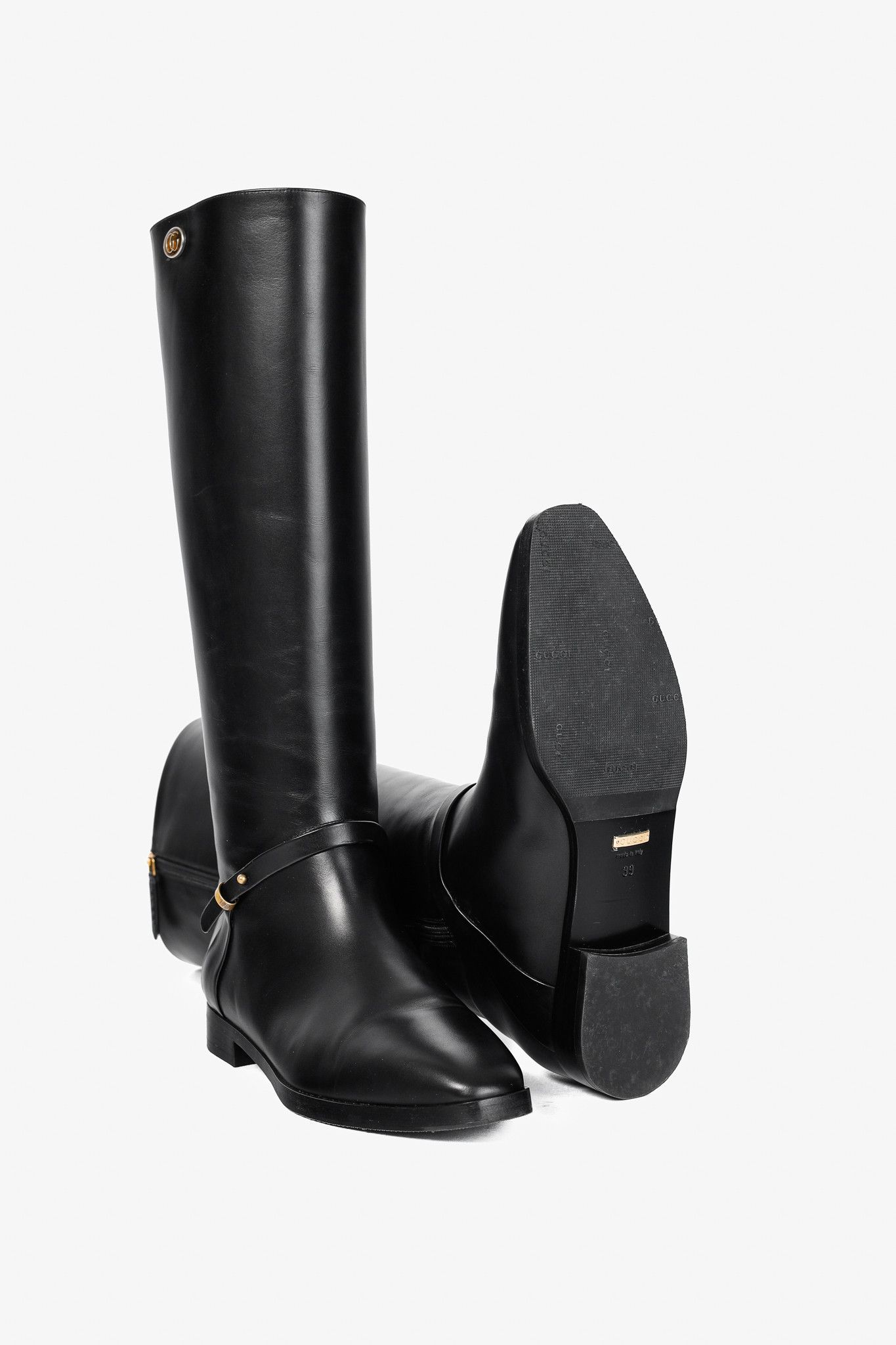 Gucci Gucci Rosie Black Elite Calf Leather Riding Boots Size US 8.5 / IT 38.5 - 4 Thumbnail