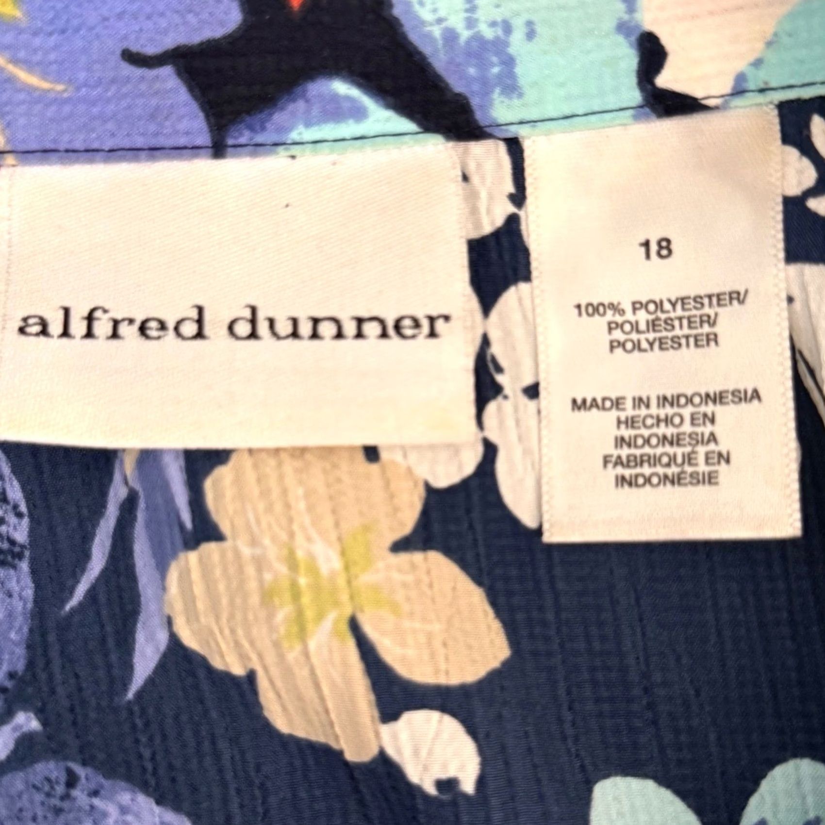 Vintage VINTAGE Alfred Dunner Blouse Navy Floral Shoulder Pads Y2K EUC Size XXL / US 16-18 / IT 52-54 - 6 Thumbnail
