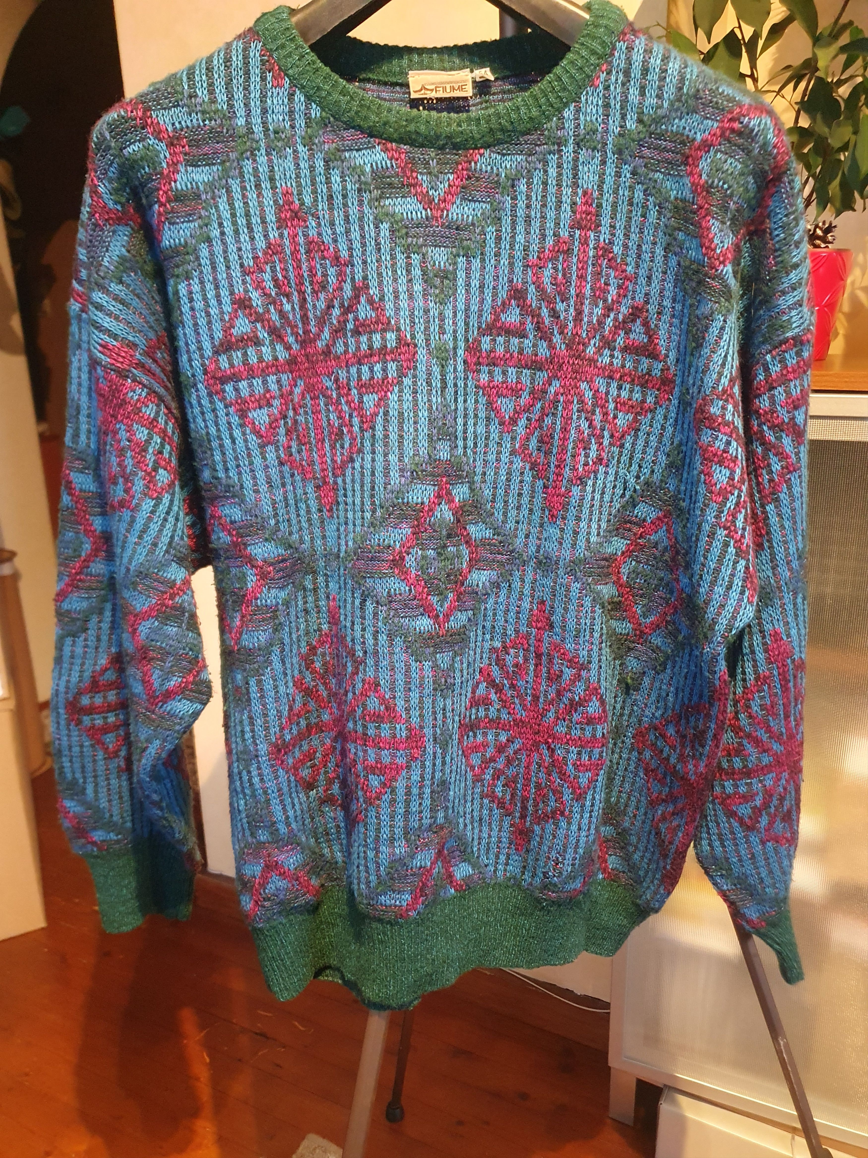 Vintage Fiume Made in Italy Sweater Vintage Geometric Pattern sz L Size US L / EU 52-54 / 3 - 7 Thumbnail