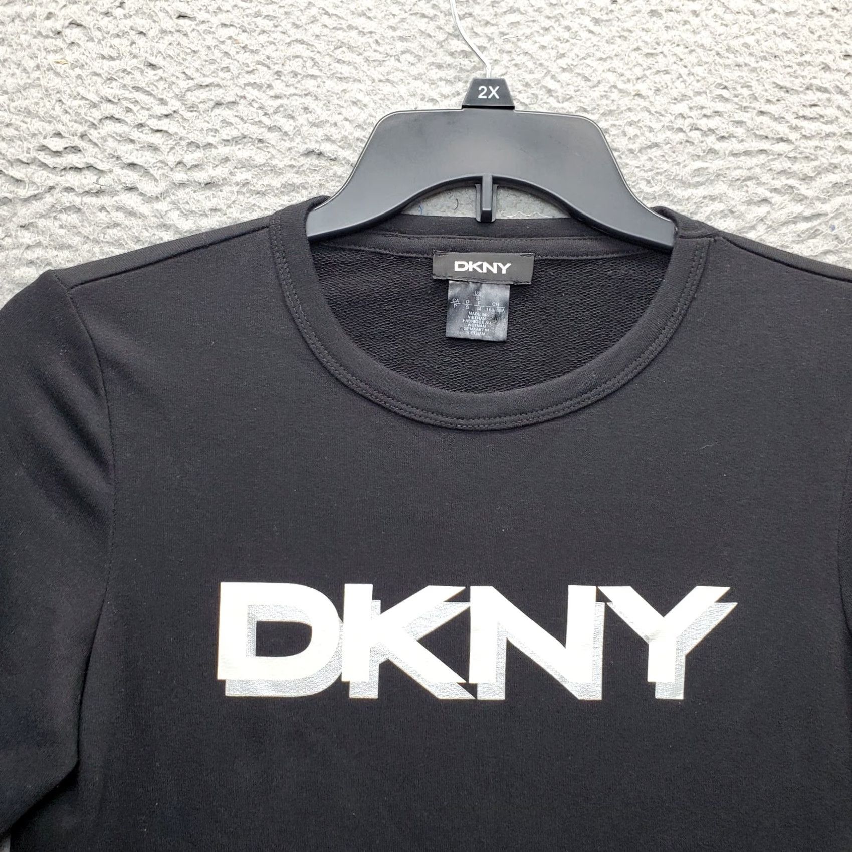 DKNY DKNY Women's T-Shirt Dress Small Black Graphic Logo Long Sleeve Crew Neck Pullover Midi Dress Size S / US 4 / IT 40 - 5 Thumbnail