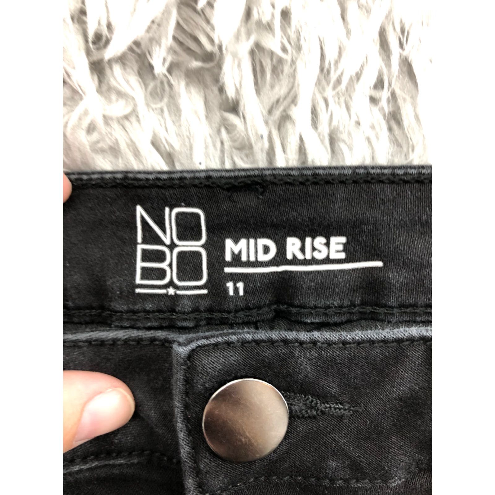 Vintage No Boundaries Skirt Juniors Size 11 Midi Black Denim Cotton Denim Logo Pattern Solid Women Girls Size 32" / US 10 / IT 46 - 6 Thumbnail