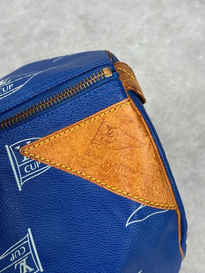 Louis Vuitton 1992 Louis Vuitton LV Cup Falgs Keepall 45 Blue Regatta Blue Leather Travel Bag Size ONE SIZE - 13 Thumbnail