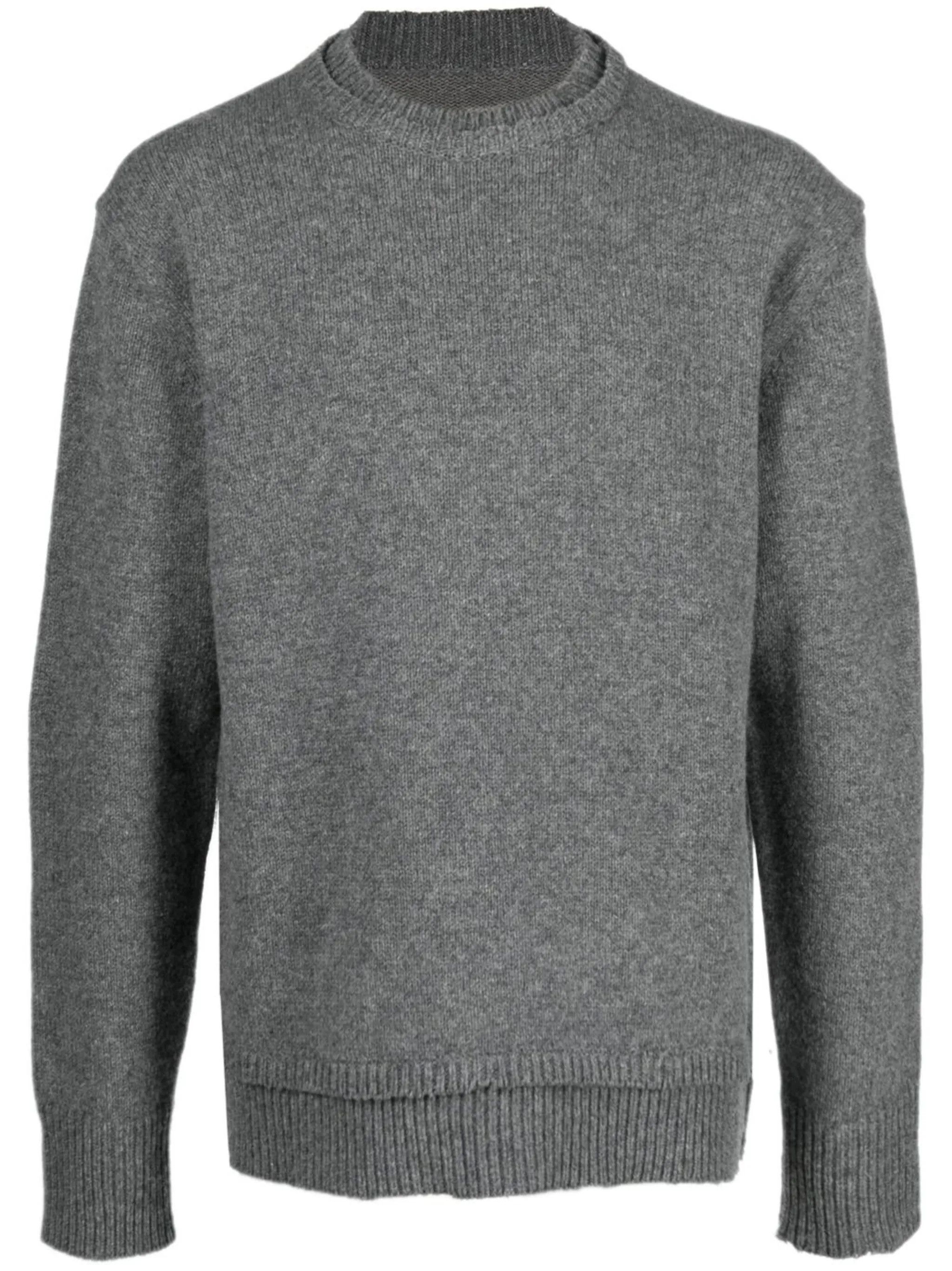 Maison Margiela o1w1db10126 Elbow Patch Knitted Sweater in Grey Size US S / EU 44-46 / 1 - 1 Thumbnail