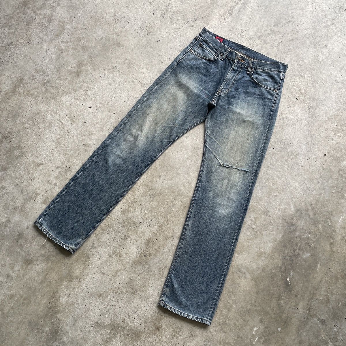 Edwin × Japanese Brand × Jean Vintage Edwin 503 Regular Distressed Jeans Faded Denim Pants Size US 33 - 2 Thumbnail