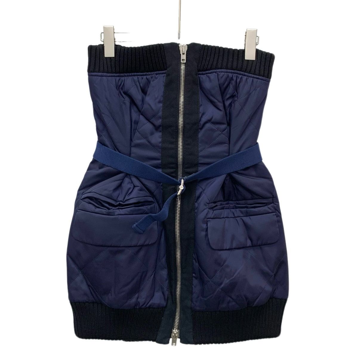 Miu Miu Miu Miu Dark Blue Belted Zip Strapless Dress K26WX Size M / US 6-8 / IT 42-44 - 1 Thumbnail
