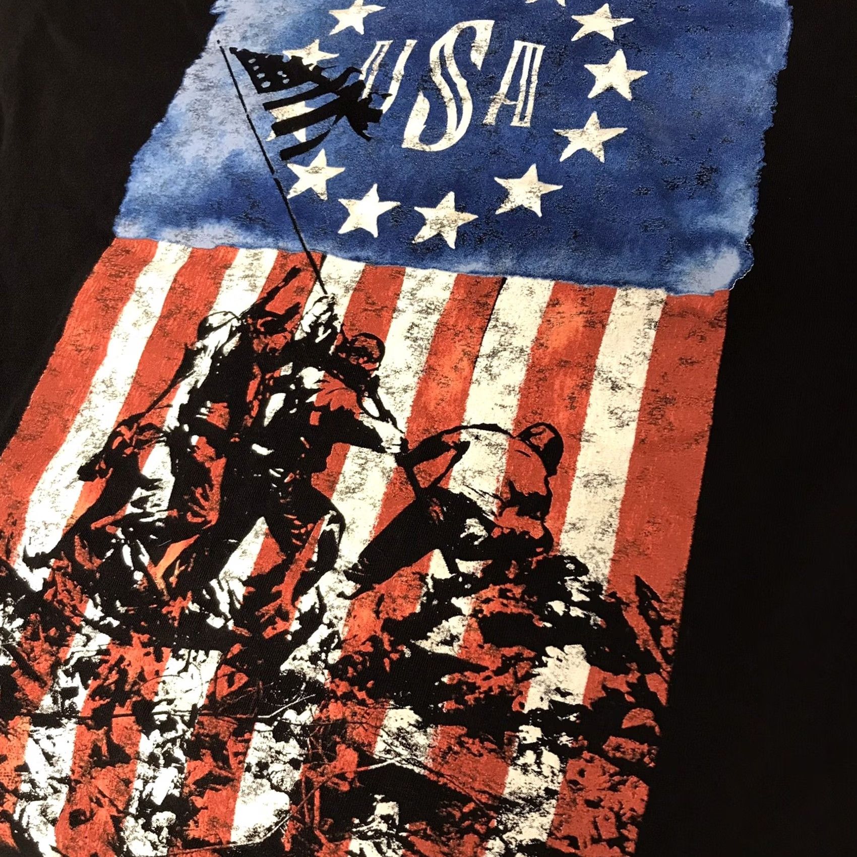 Vintage VINTAGE Bayside Men T-Shirt XL Black Betsy Ross American Flag Graphic Short Sleeve Crew Neck USA Marines 90s Patriot Size US XL / EU 56 / 4 - 4 Thumbnail