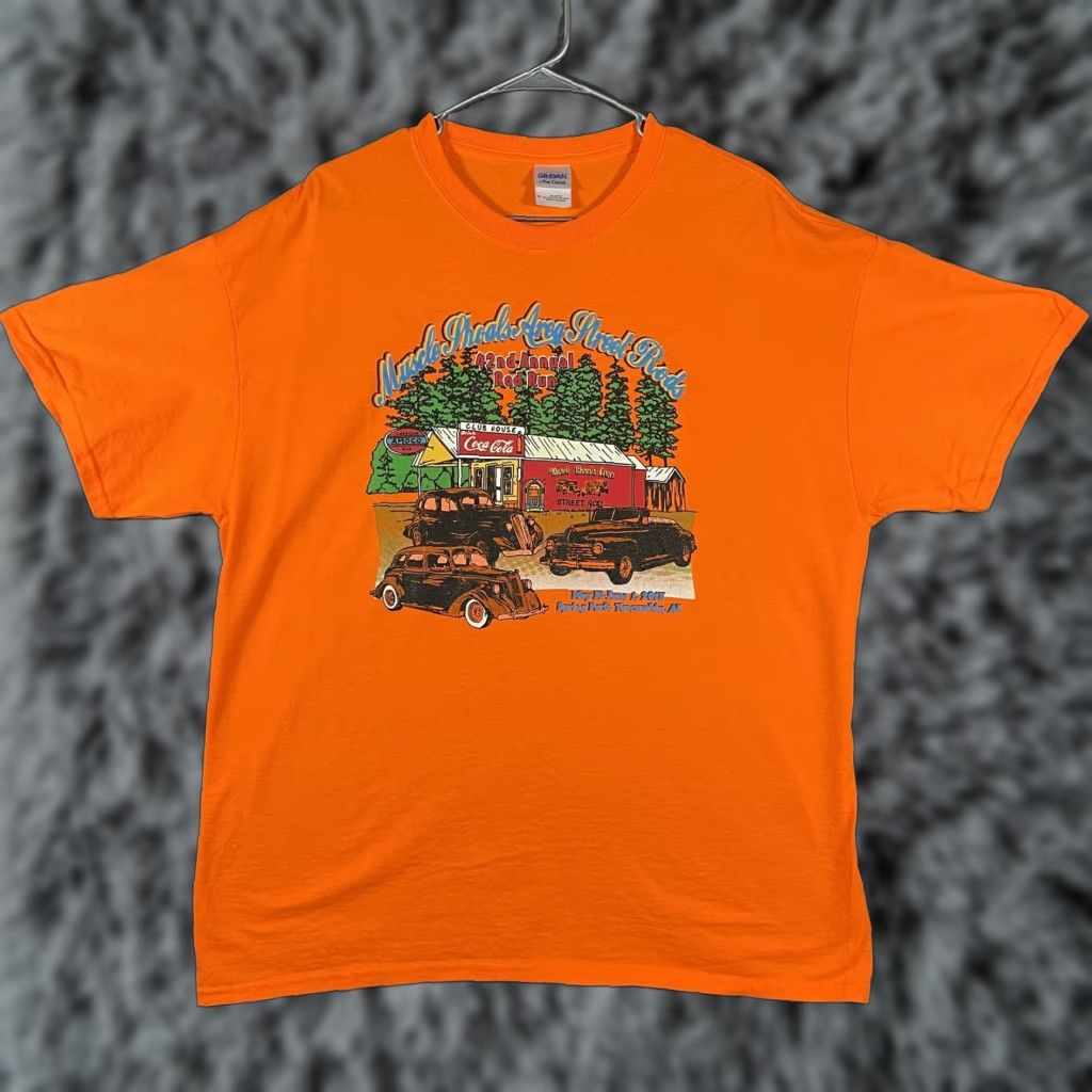 Gildan Gildan Shirt Mens XL Orange Muscle Shoals Street Rods Coca-Cola Show 2013 Tee Size US XL / EU 56 / 4 - 1 Thumbnail
