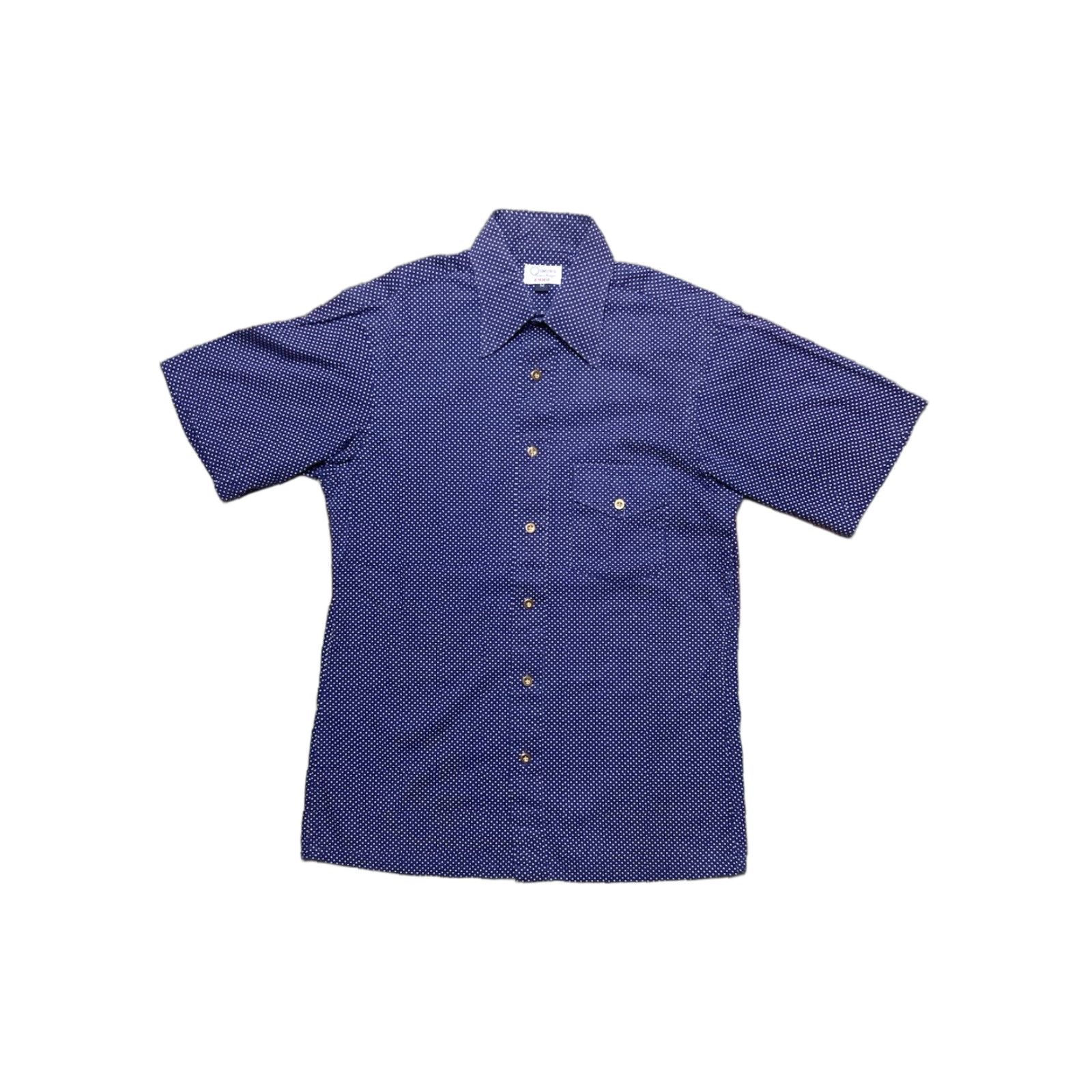 Enro VINTAGE Enro Button-Up Shirt Polka Dot Indigo Blue Short Sleeve Men M Size US M / EU 48-50 / 2 - 1 Thumbnail