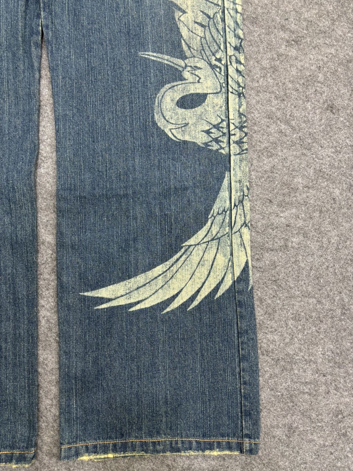 Japanese Brand 💥ART💥Gumu In Floral Embroided Flying Swan Print Denim F557 Size US 34 / EU 50 - 9 Thumbnail