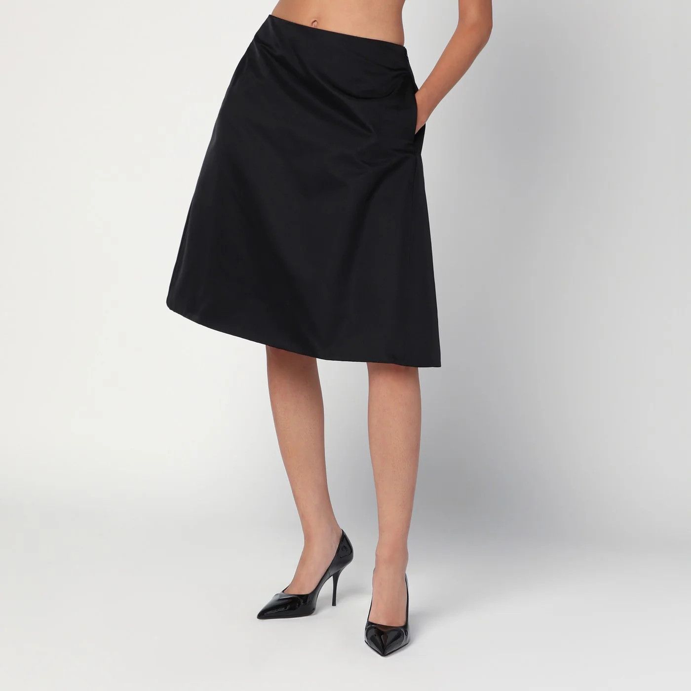 Alexander McQueen o1d2blof0426 Flared Silk Blend Skirt in Black Size 27" / US 4 / IT 40 - 2 Thumbnail