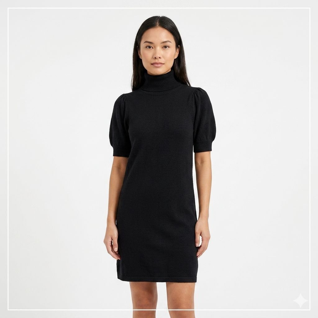 Other Studio M Turtleneck Shift Dress Women Petite Size XSP Black Size XS / US 0-2 / IT 36-38 - 1 Thumbnail