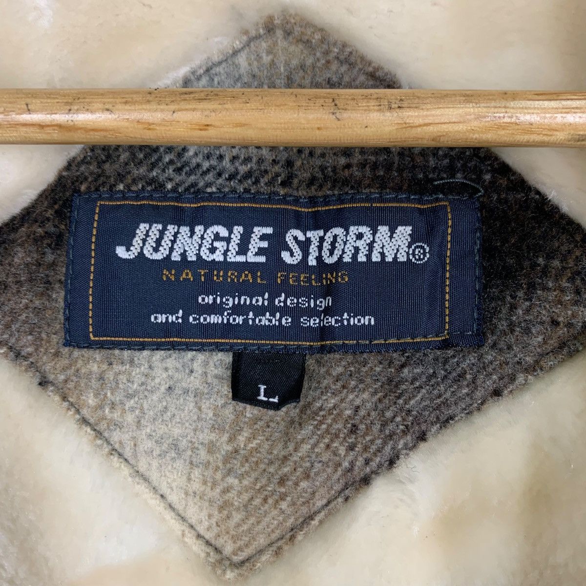 Japanese Brand JUNGLE STORM Shadow Plaid Sherpa Wool Jacket #1053-C47 Size US L / EU 52-54 / 3 - 15 Thumbnail