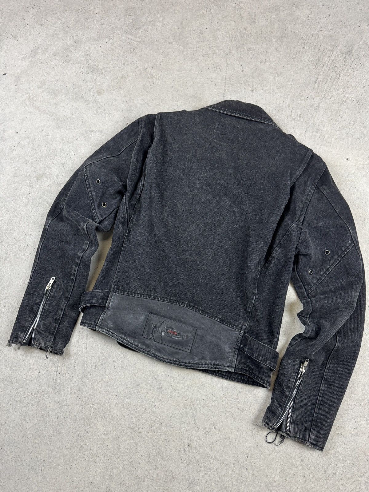 Harley Davidson × Vintage 1990’s Harley Davidson Black Denim Riding Jacket Size US M / EU 48-50 / 2 - 6 Thumbnail