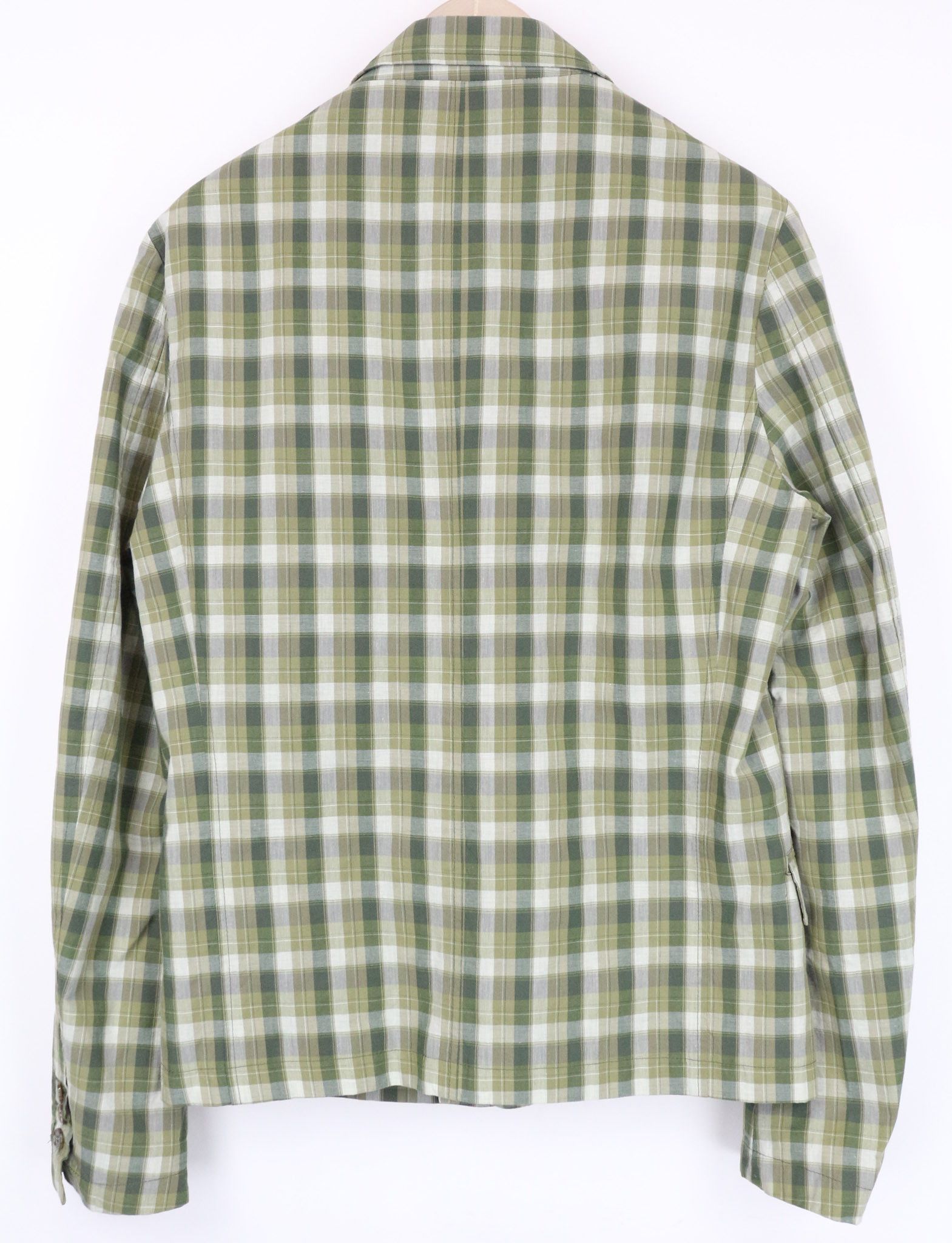 John Richmond 48 Green Cotton Checked Single-Breasted Blazer 74286 Size 38R - 2 Thumbnail