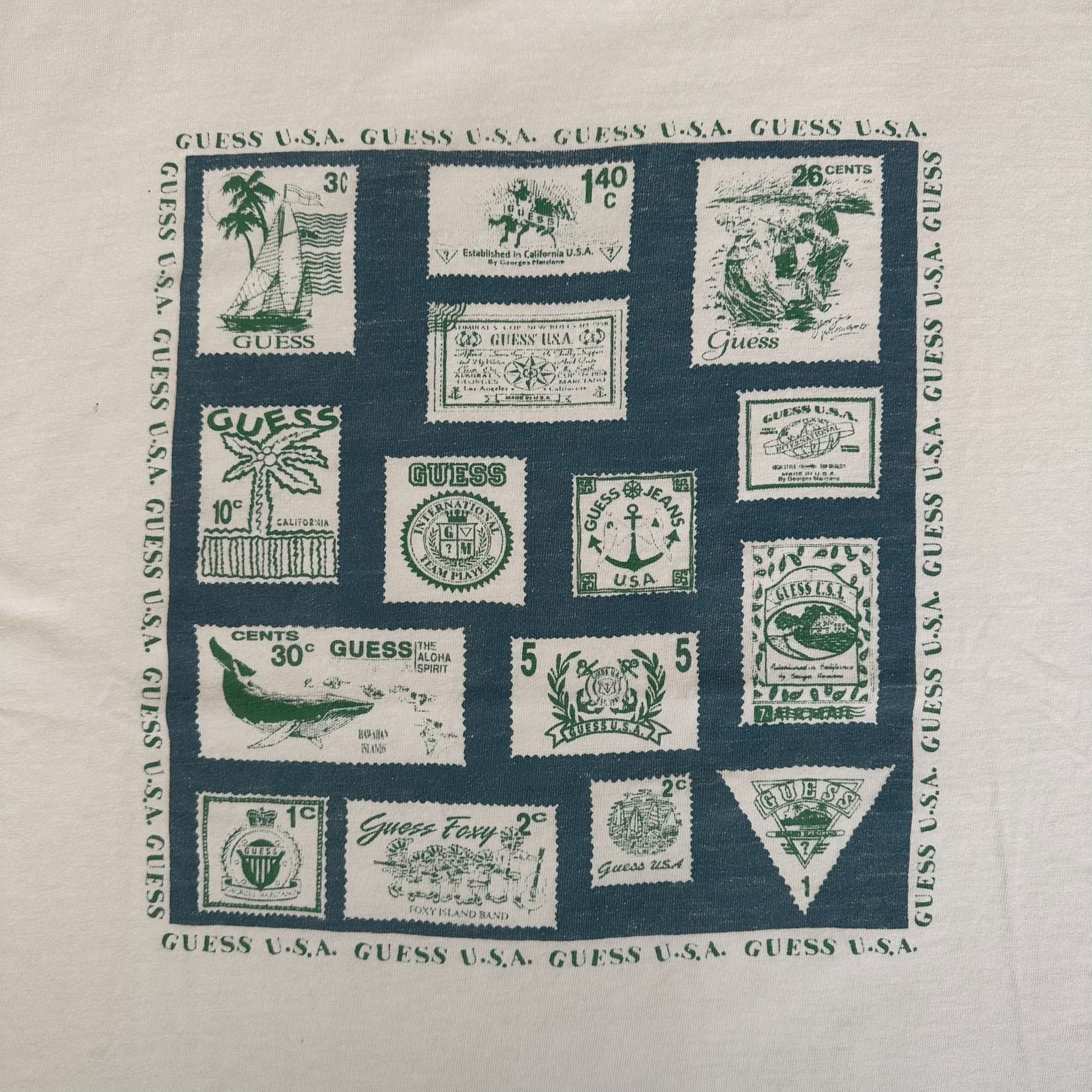 Guess Vintage 80s Guess USA Stamps T-Shirt Single Stitch Preppy Ge Size US L / EU 52-54 / 3 - 2 Thumbnail