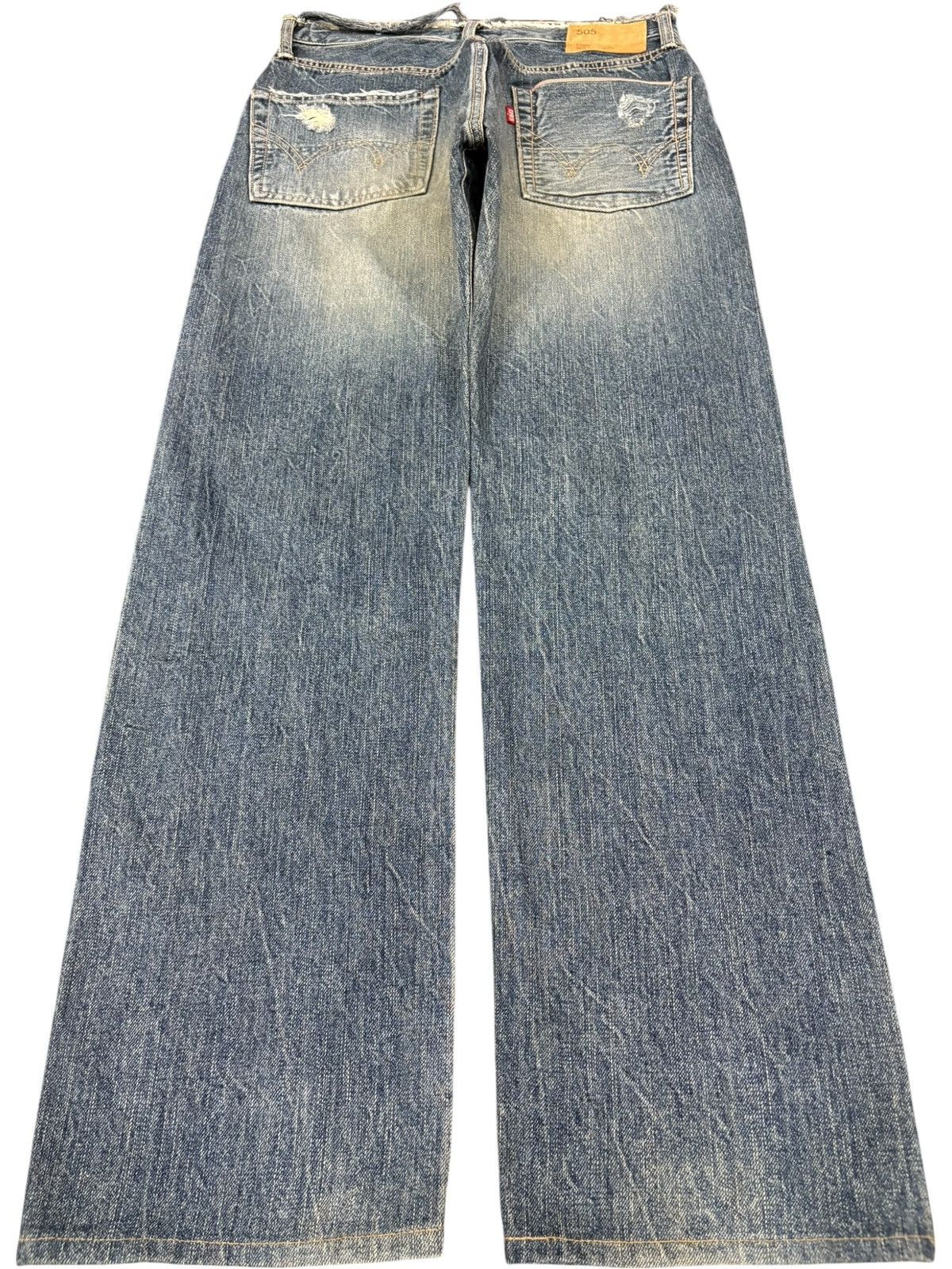 Edwin Vintage Japanese Edwin 505 Selvedge Wash Distress Loose Jean Size US 29 - 2 Thumbnail