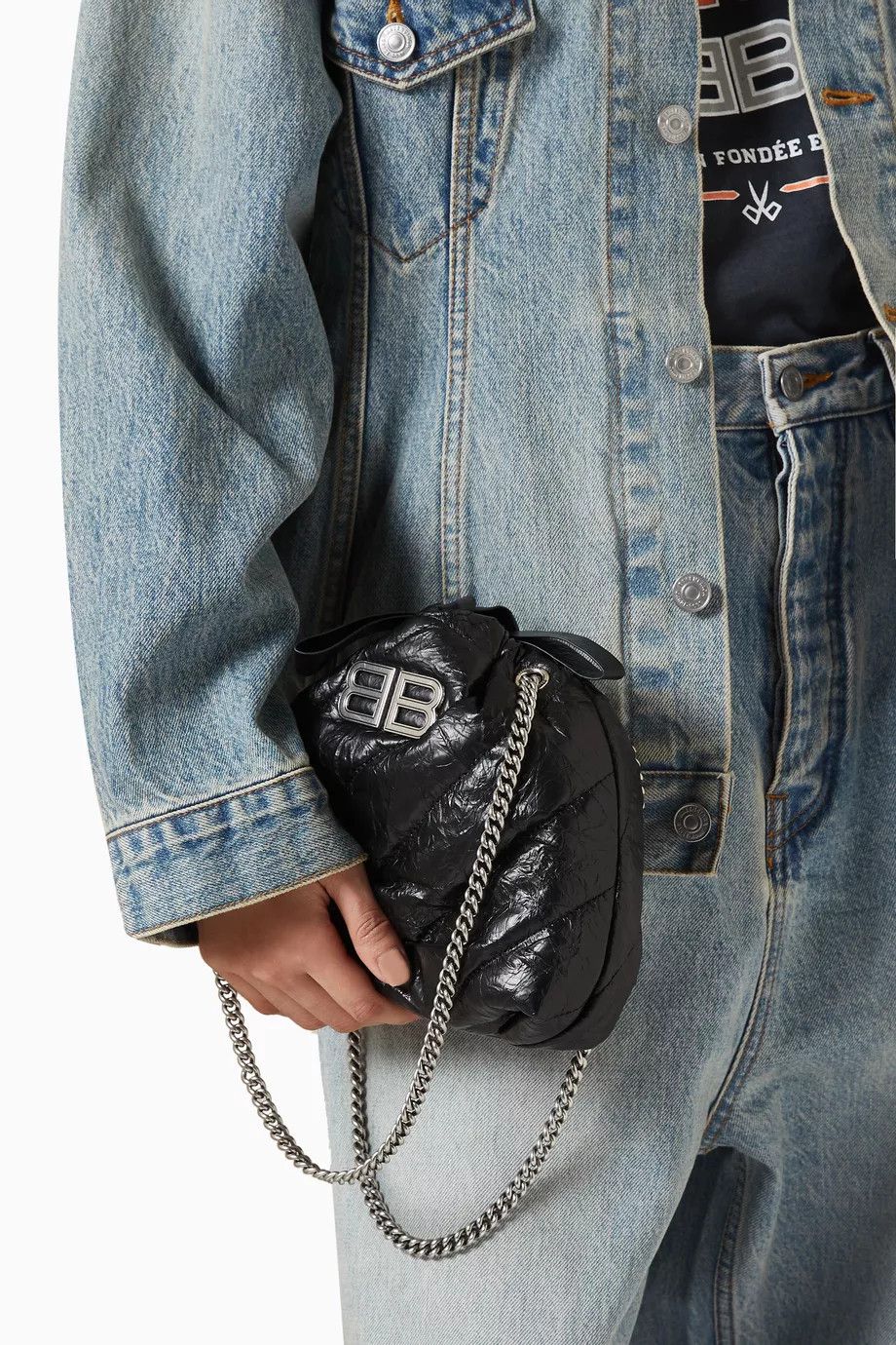 Balenciaga o1srvl11e1125 Size: OS / Crush XS Tote Bag Quilted in Black Size ONE SIZE - 5 Thumbnail